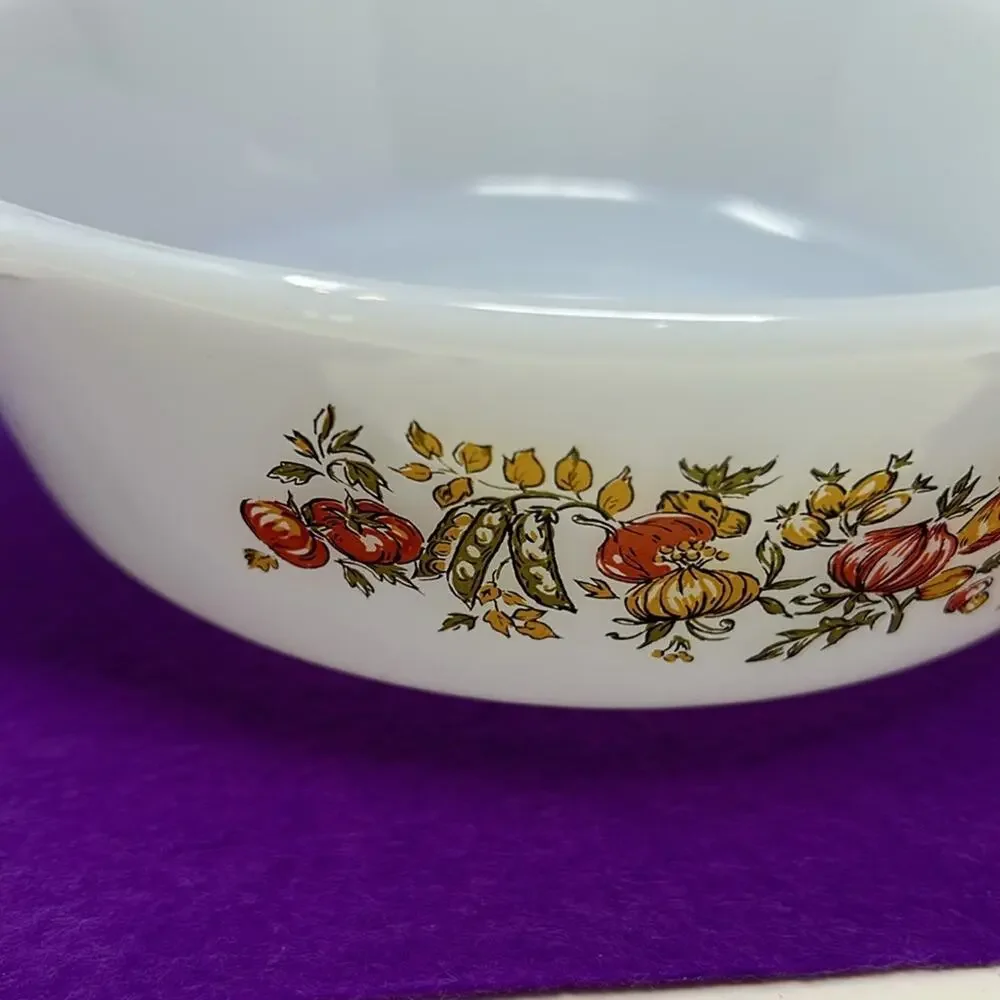 Vintage Anchor Hocking White Harvest Vegetable1 Quart Casserole Dish